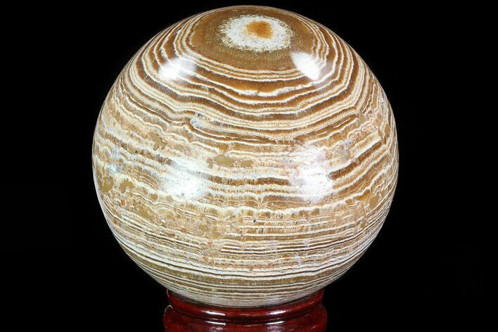 Polished, Banded Aragonite Sphere - Morocco #82248
